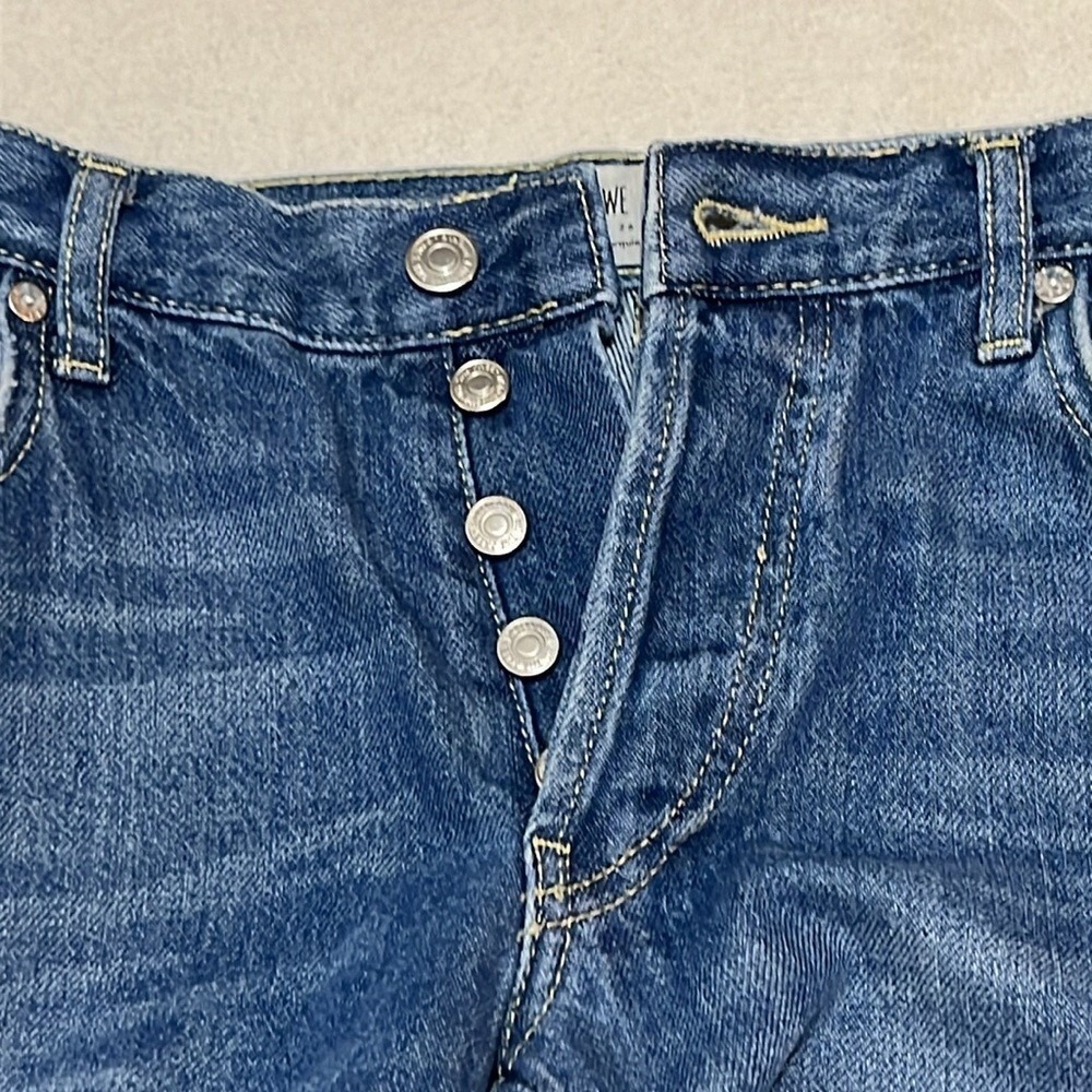 We The Free Button Fly Straight Leg Distressed Jeans Womens Size 24‎ Medium Wash - Picture 11 of 11